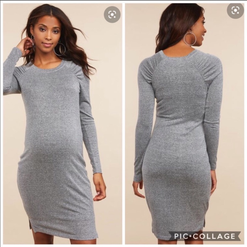 Motherhood Maternity Gray Long Sleeve Dress XS